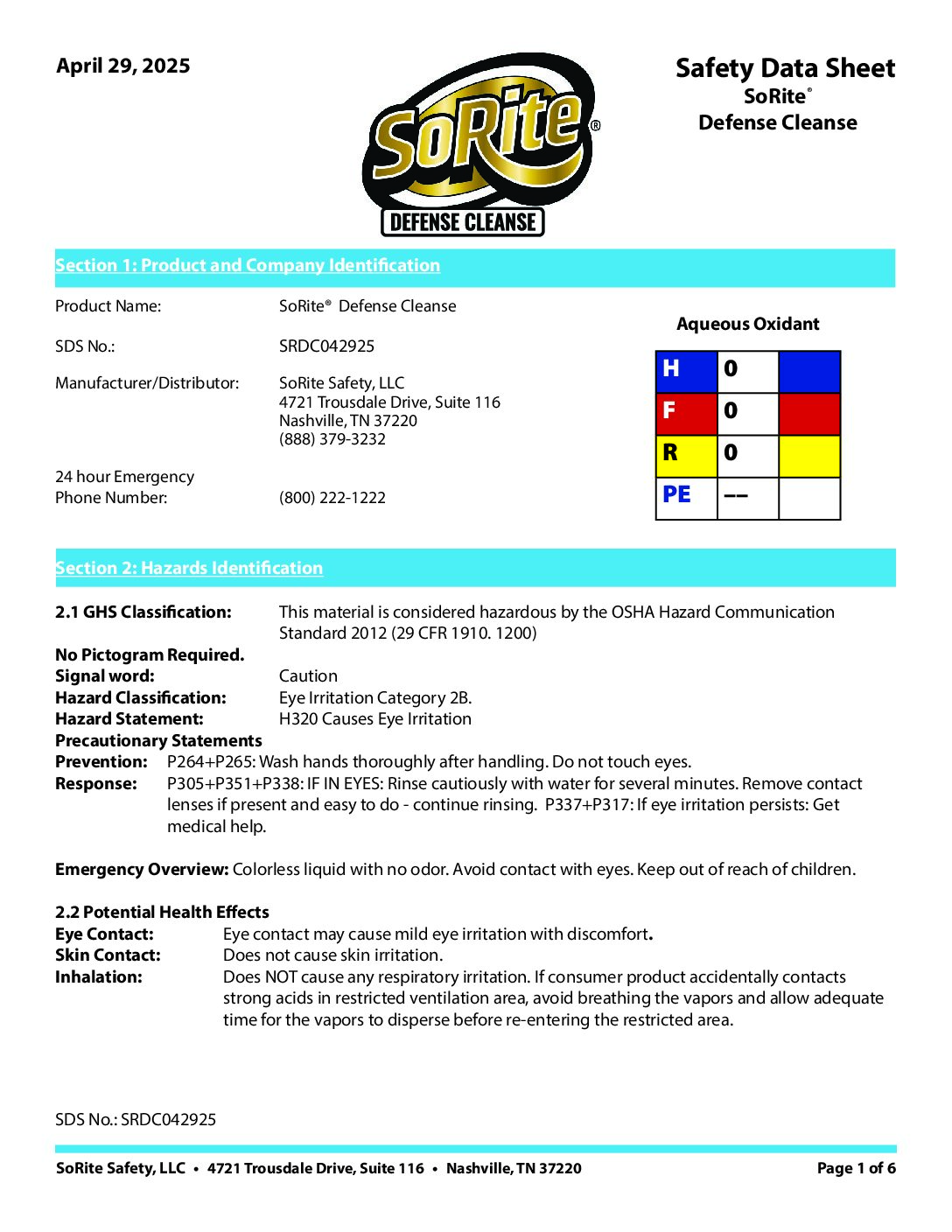 SRDC SDS FA 04 28 25
